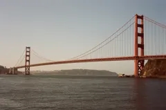 The Golden Gate Bridge from the Marin side, on film