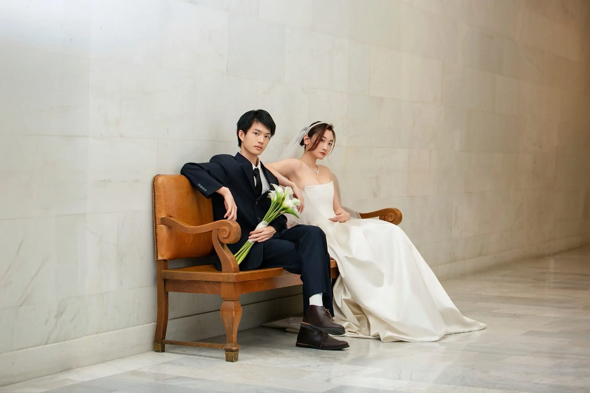 City Hall wedding in window light, frame 7 of 17