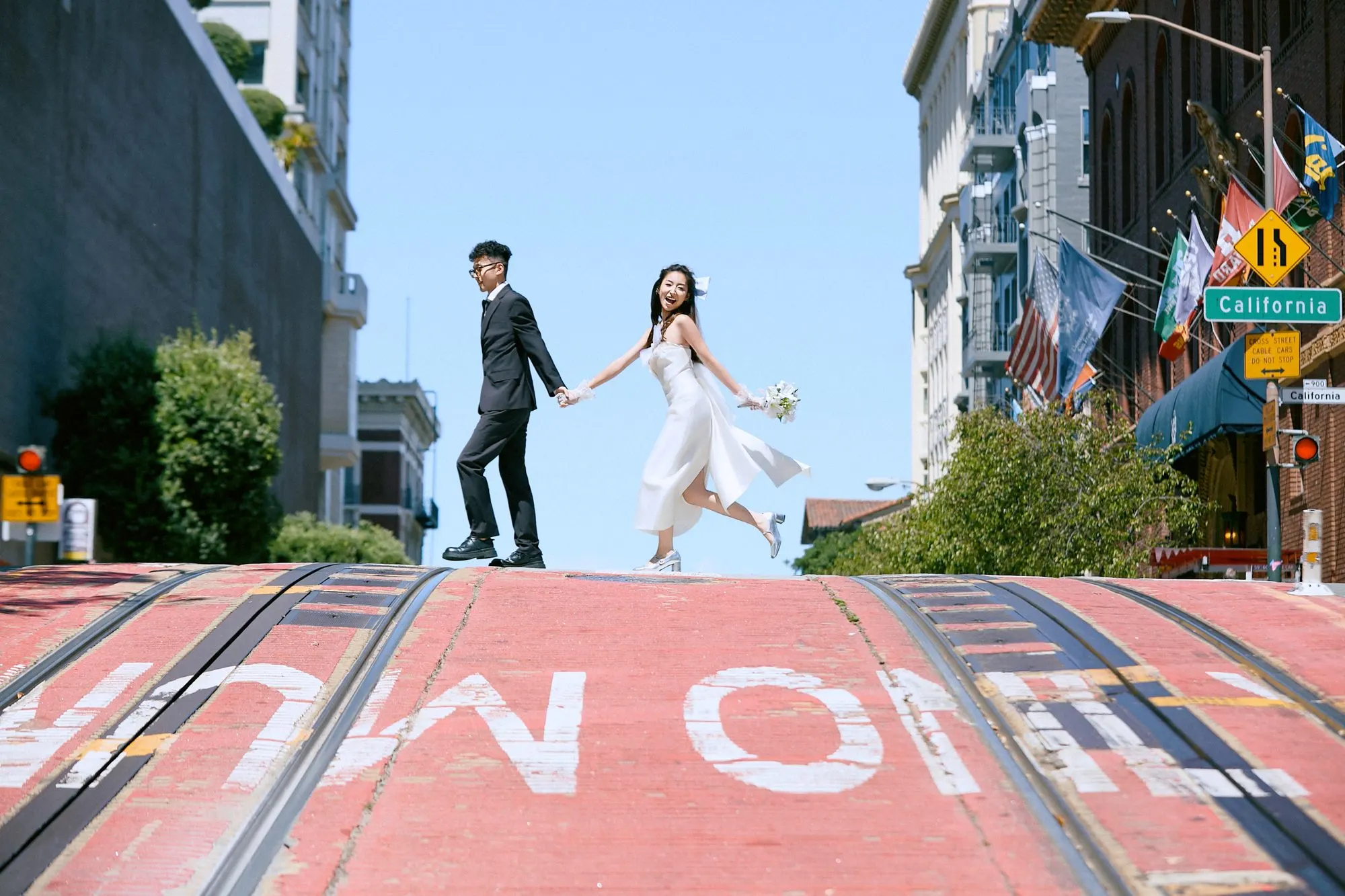 Couple on a San Francisco cable car, frame 4 of 11