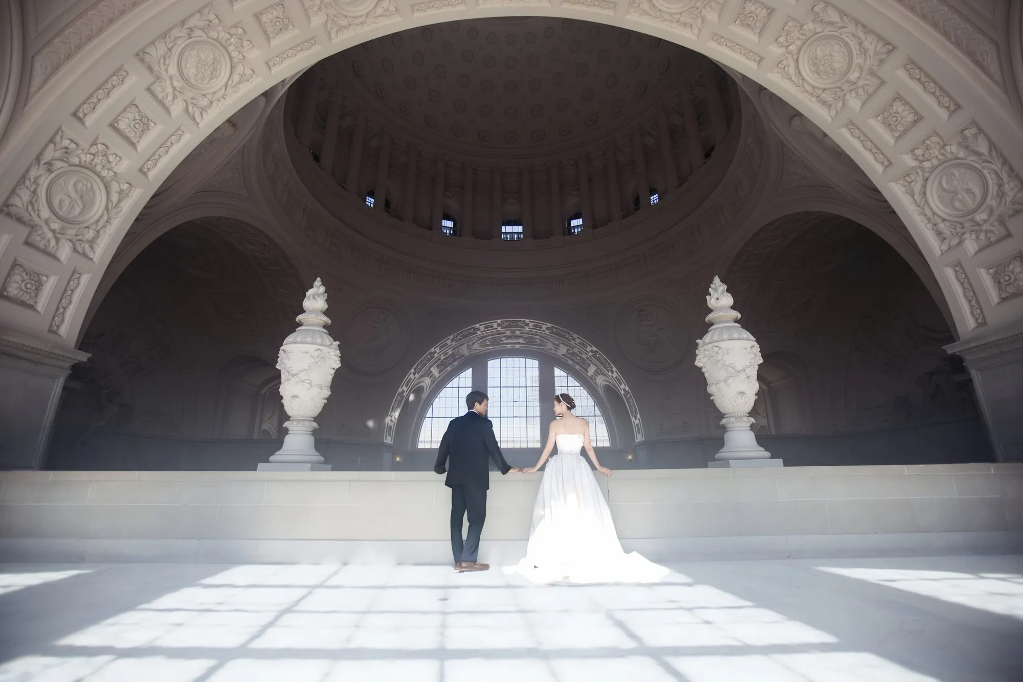 City Hall wedding in window light
