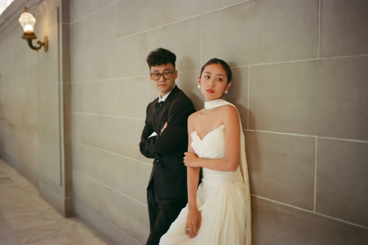 Wedding portrait on film, frame 2 of 10
