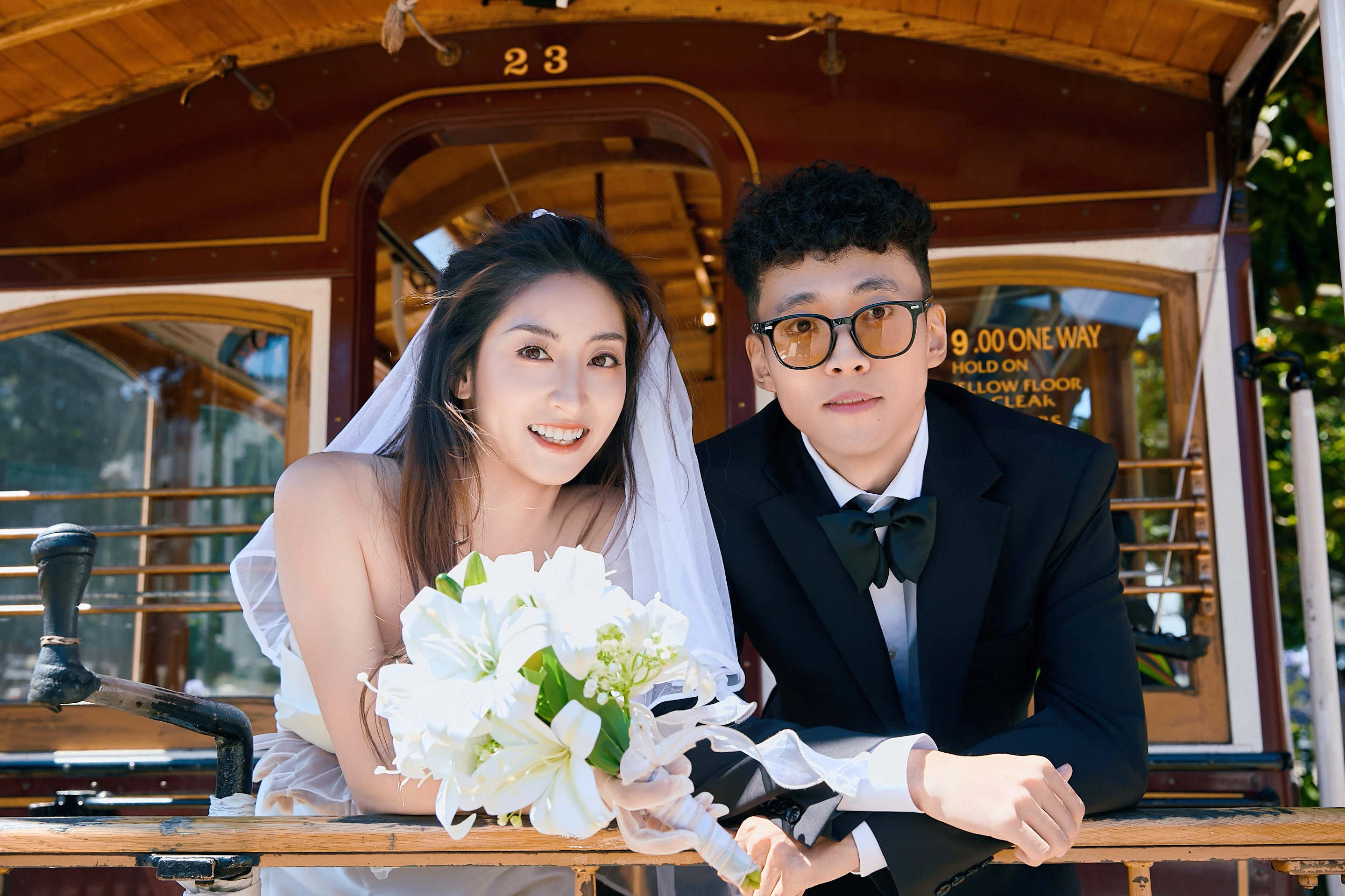 Couple on a San Francisco cable car