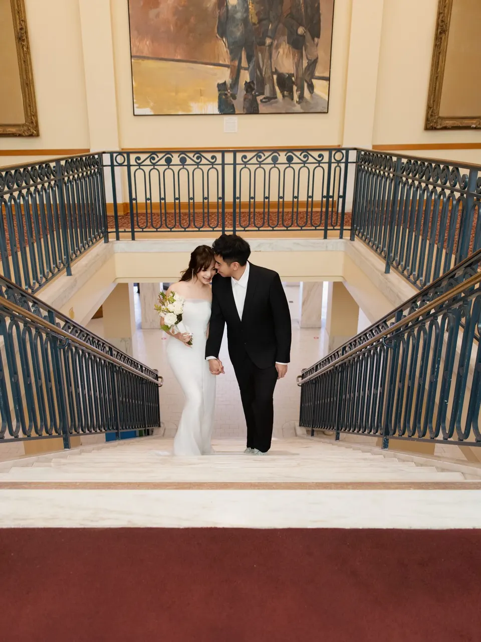 City Hall wedding on the grand staircase, frame 2 of 21