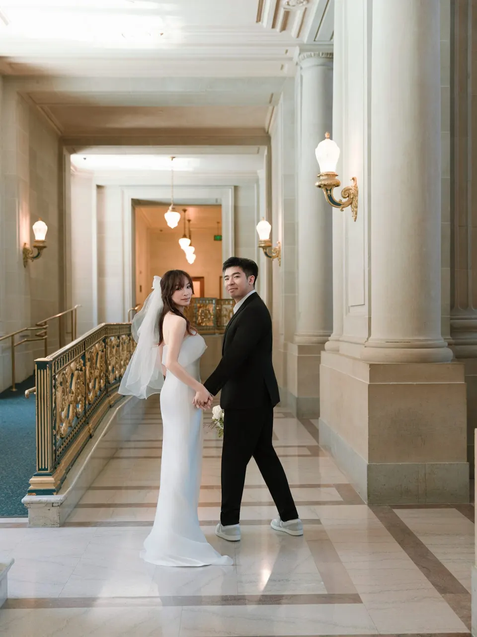 City Hall wedding on the grand staircase, frame 10 of 21