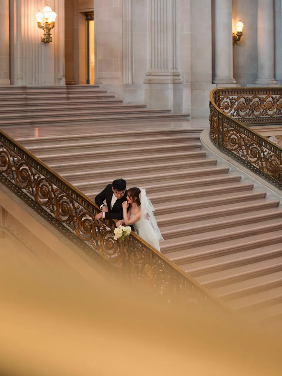 City Hall wedding on the grand staircase, frame 15 of 21