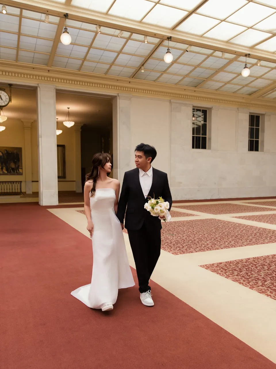 City Hall wedding on the grand staircase, frame 4 of 21