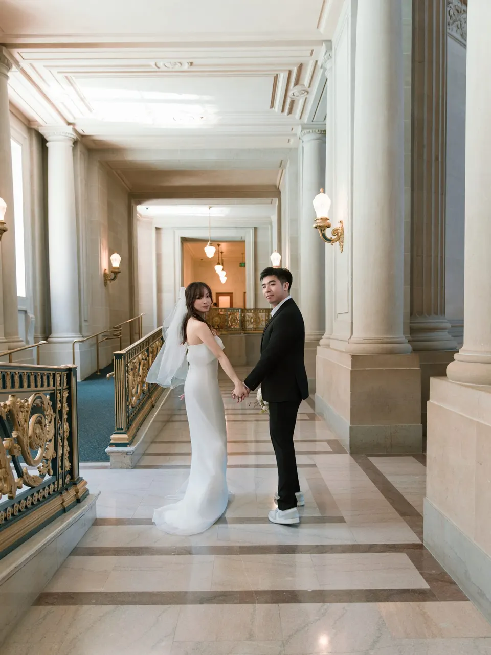 City Hall wedding on the grand staircase, frame 9 of 21