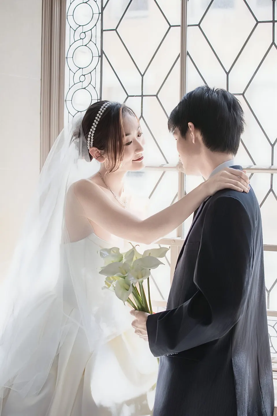 City Hall wedding in window light, frame 6 of 17