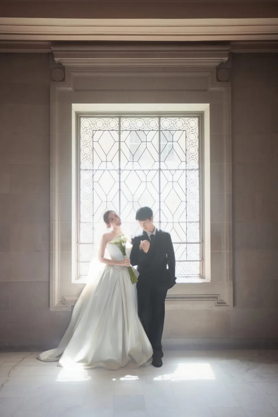 City Hall wedding in window light, frame 13 of 17