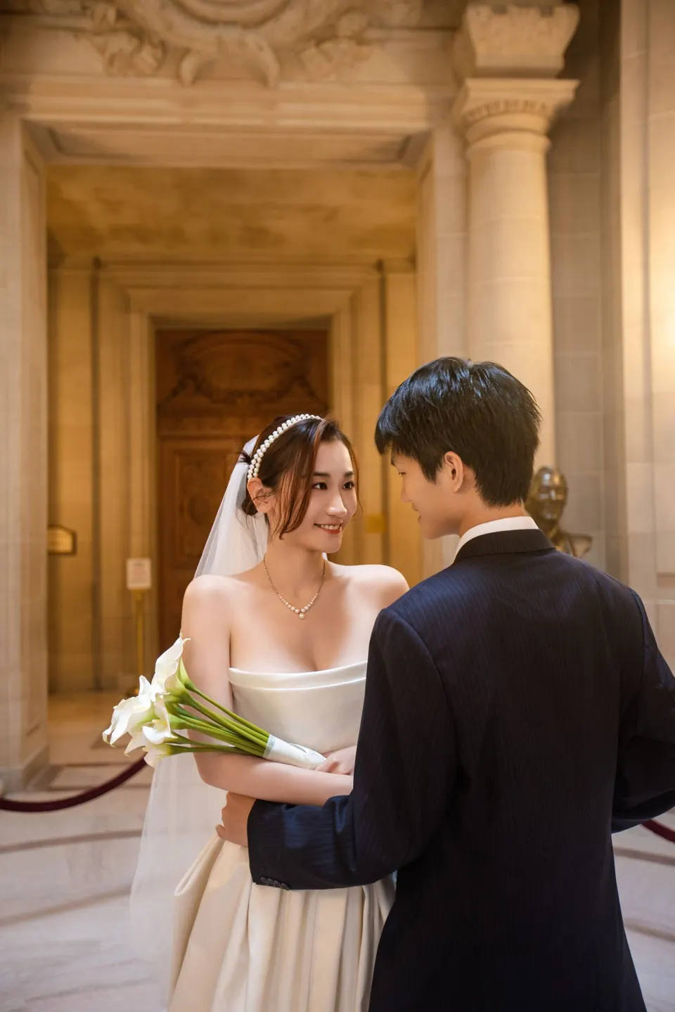 City Hall wedding in window light, frame 16 of 17