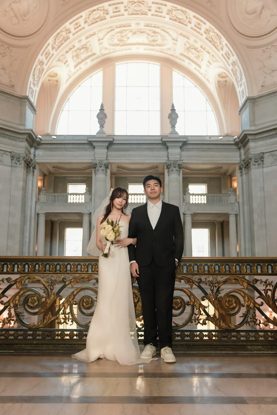 City Hall wedding on the grand staircase, frame 8 of 21