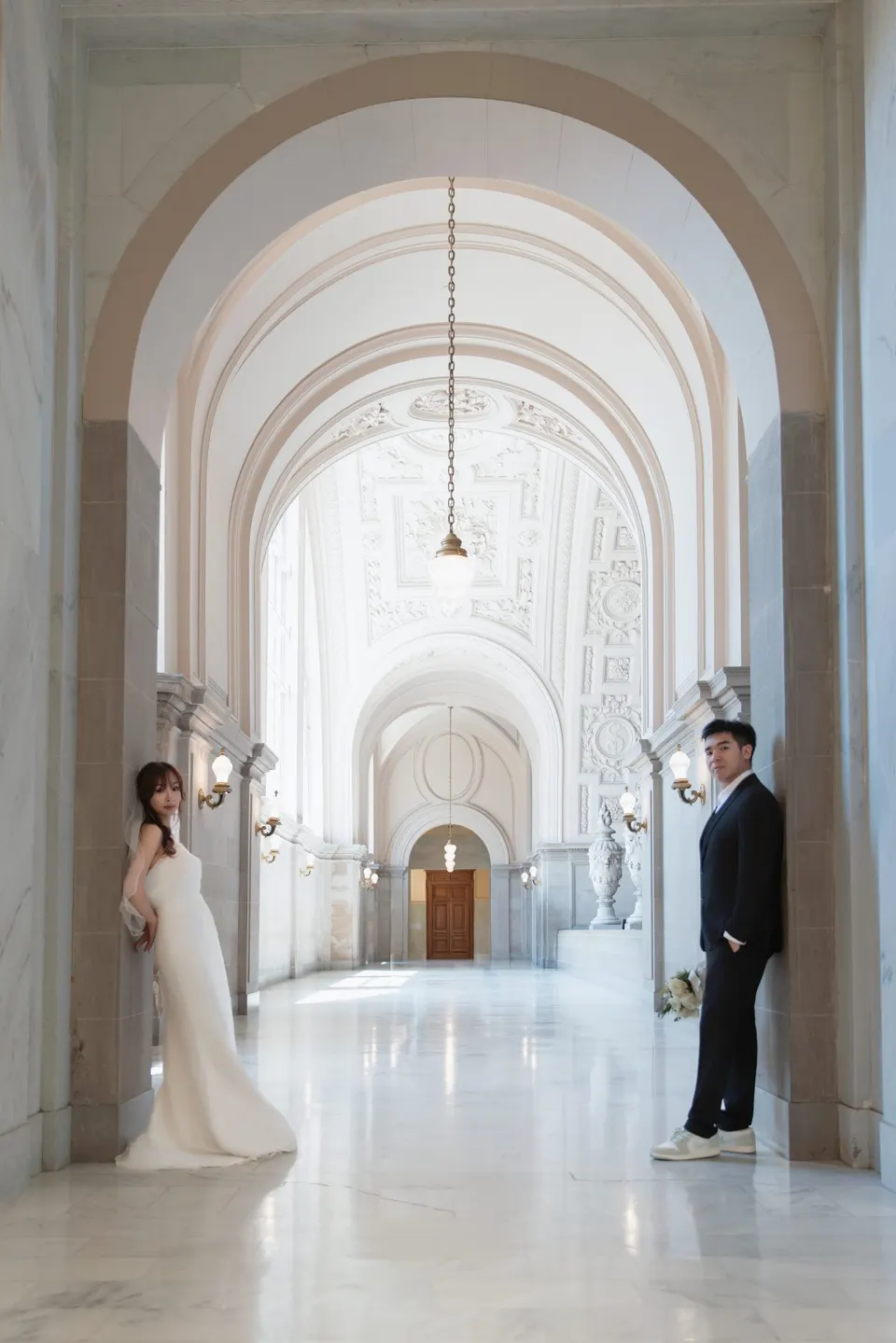 City Hall wedding on the grand staircase, frame 11 of 21