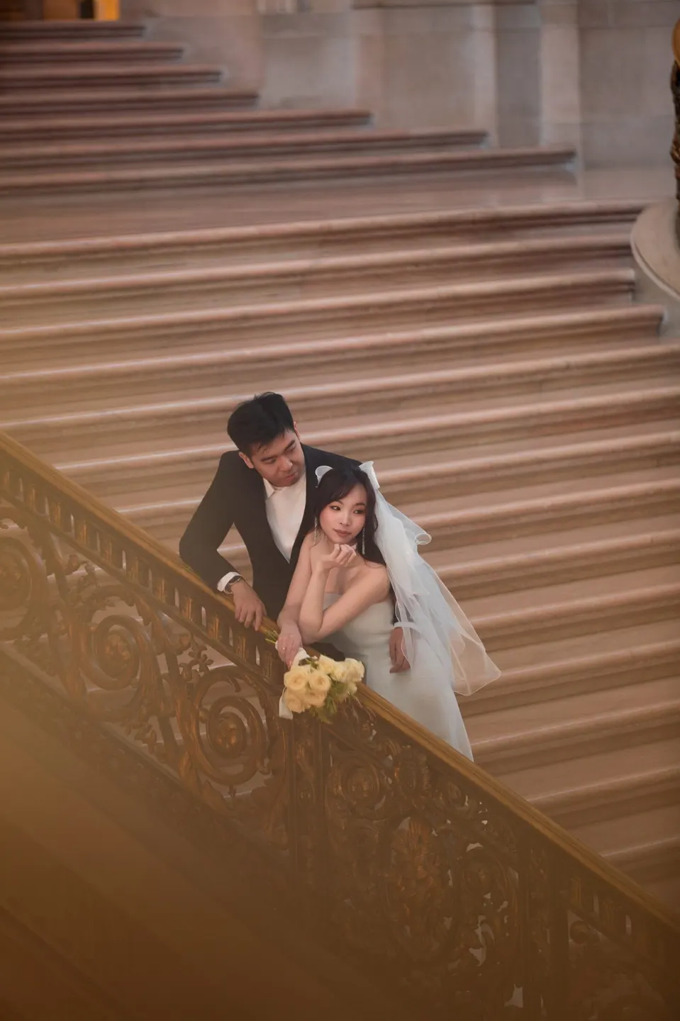 City Hall wedding on the grand staircase, frame 16 of 21