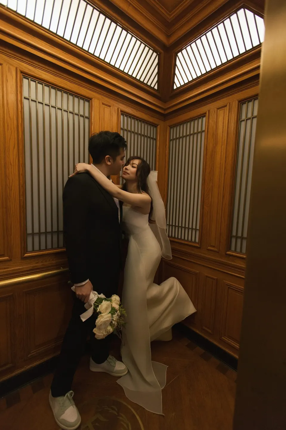 City Hall wedding on the grand staircase, frame 18 of 21