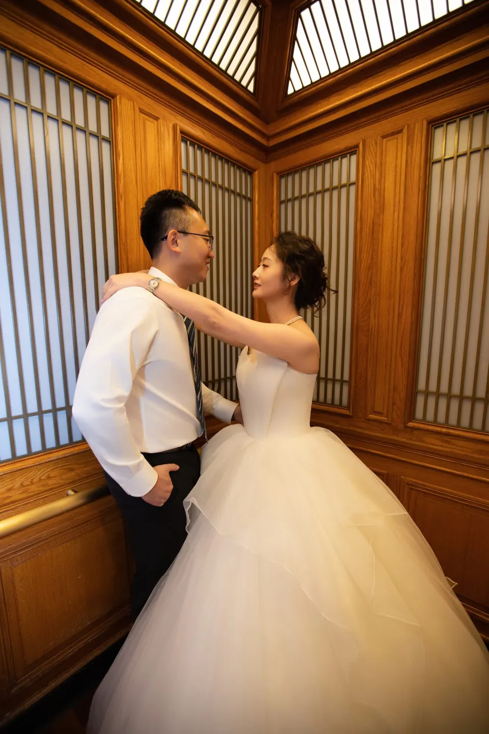City Hall wedding with a ball gown and pink roses, frame 23 of 24