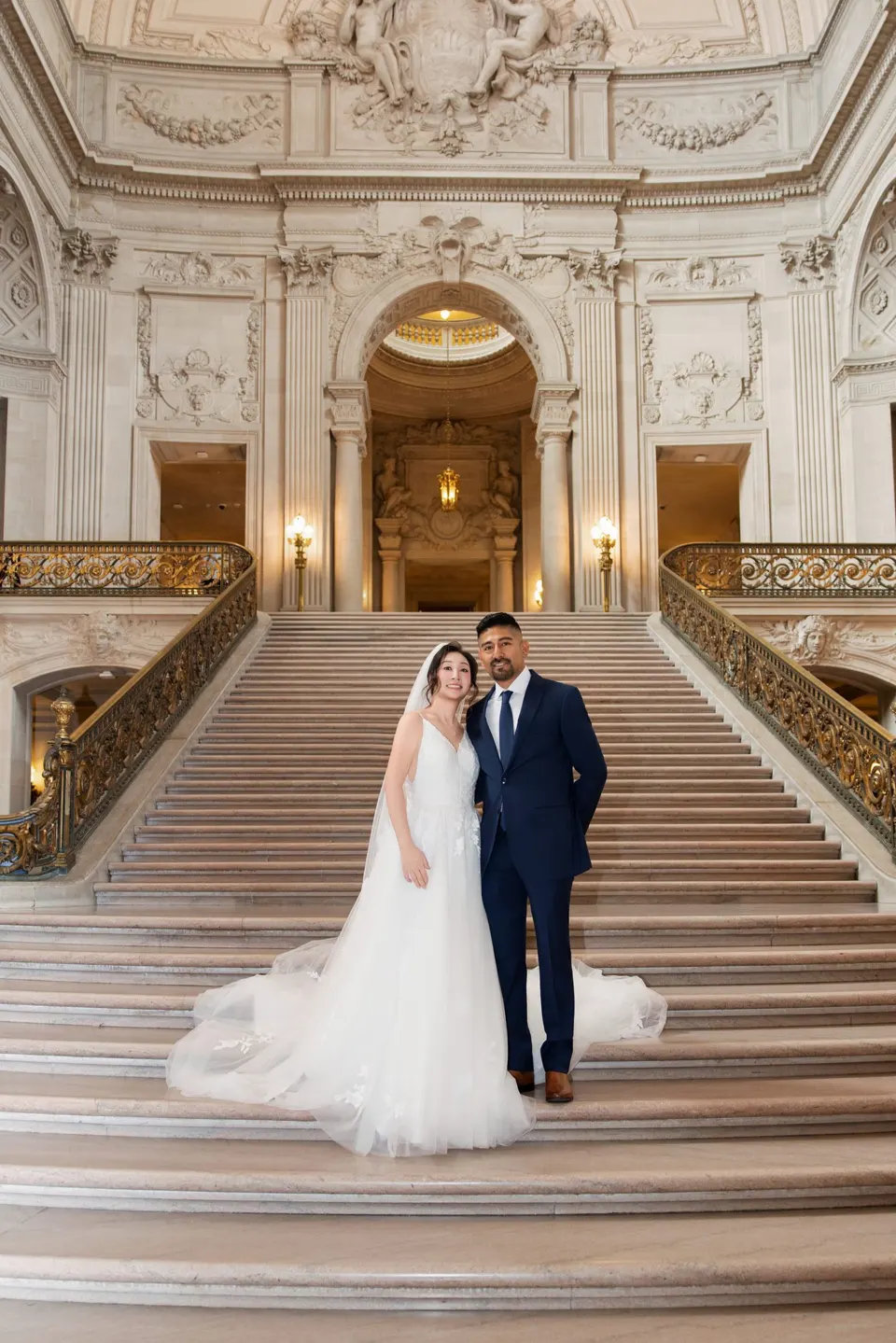 City Hall wedding in window light