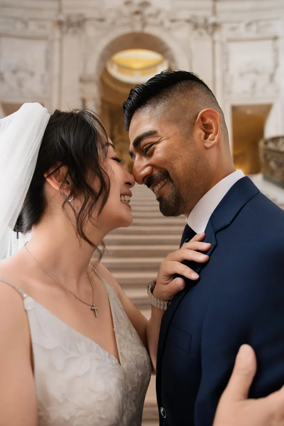 City Hall wedding in window light, frame 5 of 33