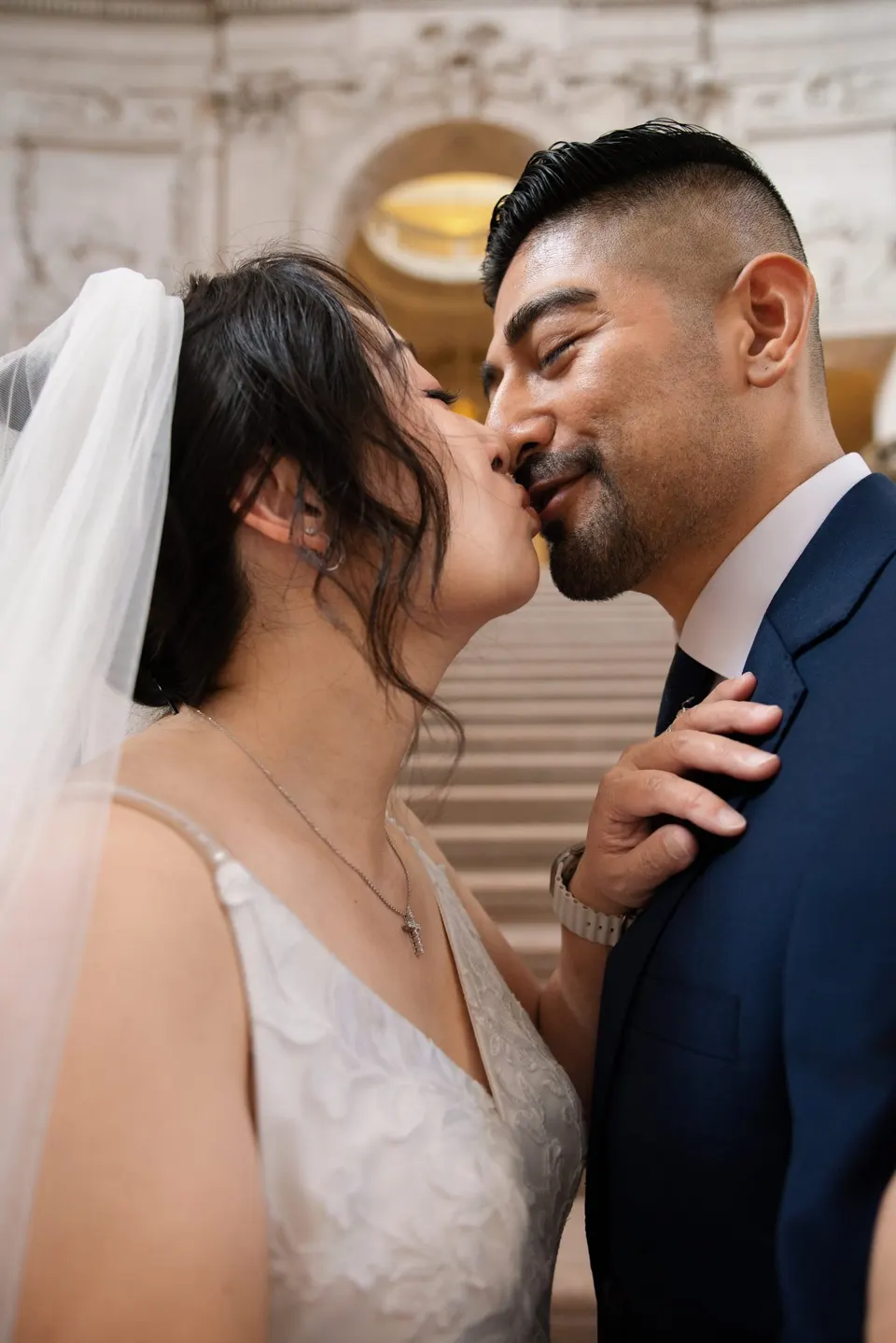 City Hall wedding in window light, frame 6 of 33