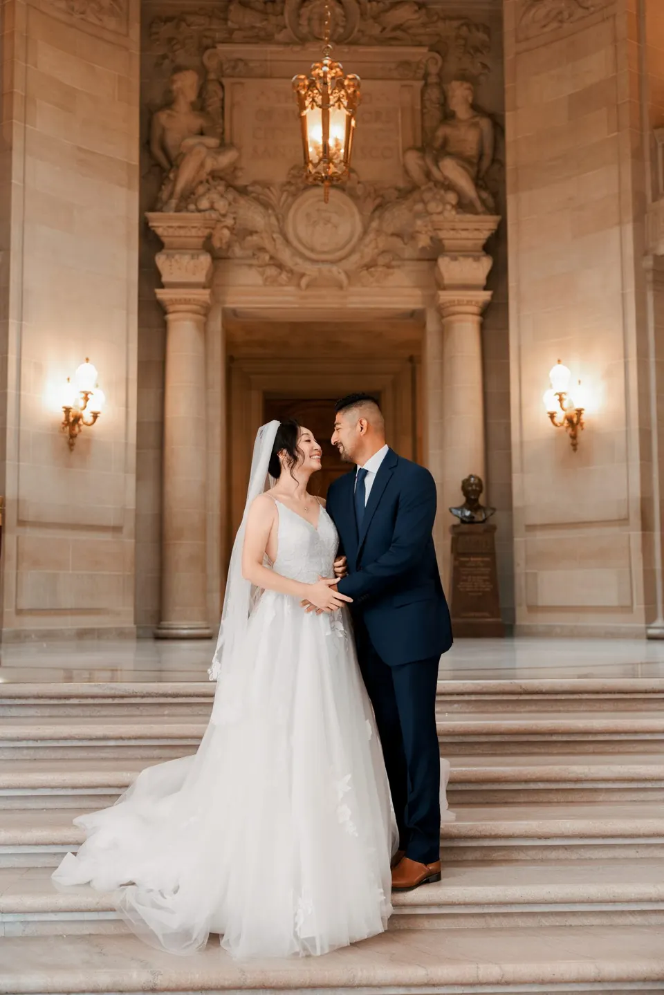 City Hall wedding in window light, frame 13 of 33