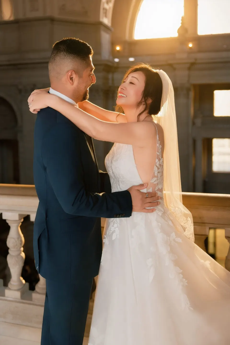 City Hall wedding in window light, frame 23 of 33