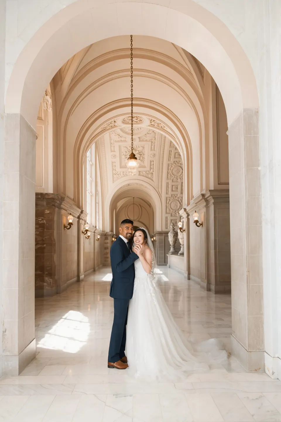 City Hall wedding in window light, frame 25 of 33