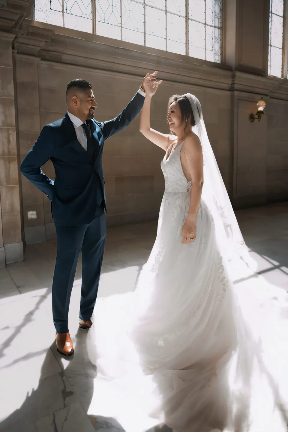 City Hall wedding in window light, frame 26 of 33