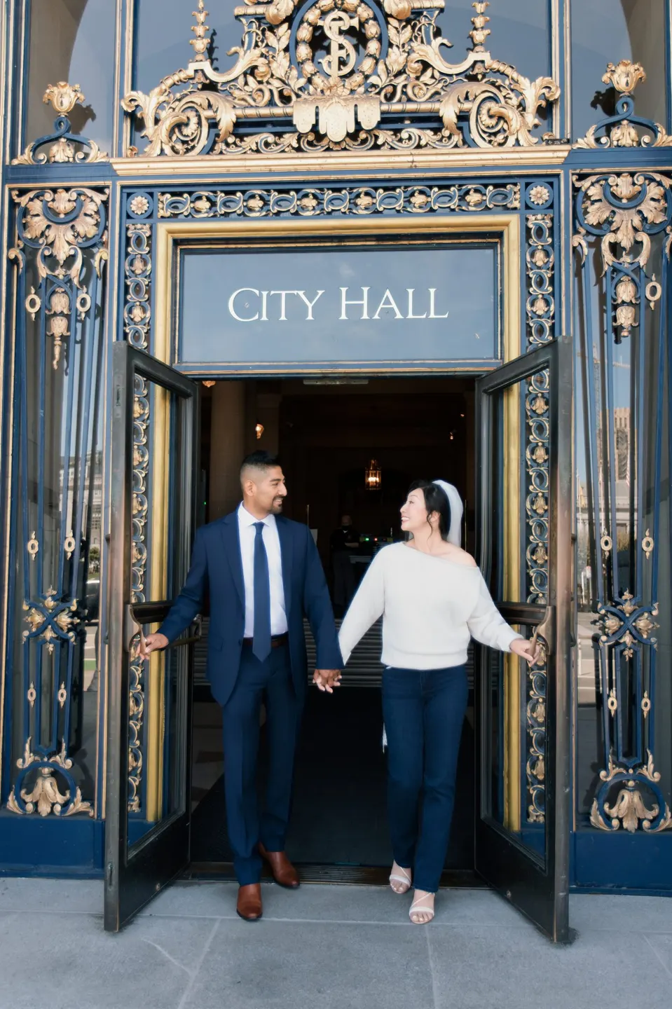 City Hall wedding in window light, frame 32 of 33