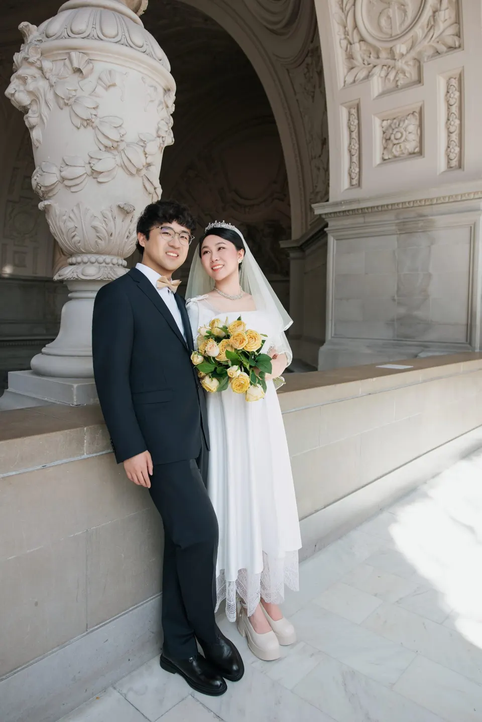 City Hall wedding with yellow roses, frame 4 of 41
